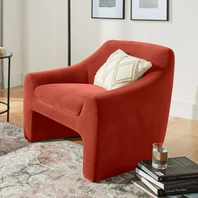 Better Homes & Gardens Emerson Curvy Accent Chair, Rustic Red Velvet | Walmart (US)