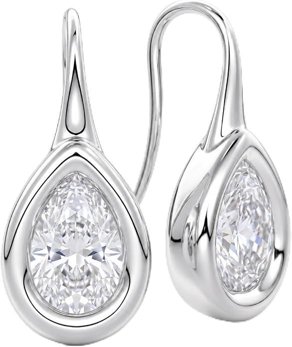 14K Gold & Silver Plated Trendy Bezel Set Cubic Zirconia Drop Earrings Minimalist Teardrop Hook E... | Amazon (US)