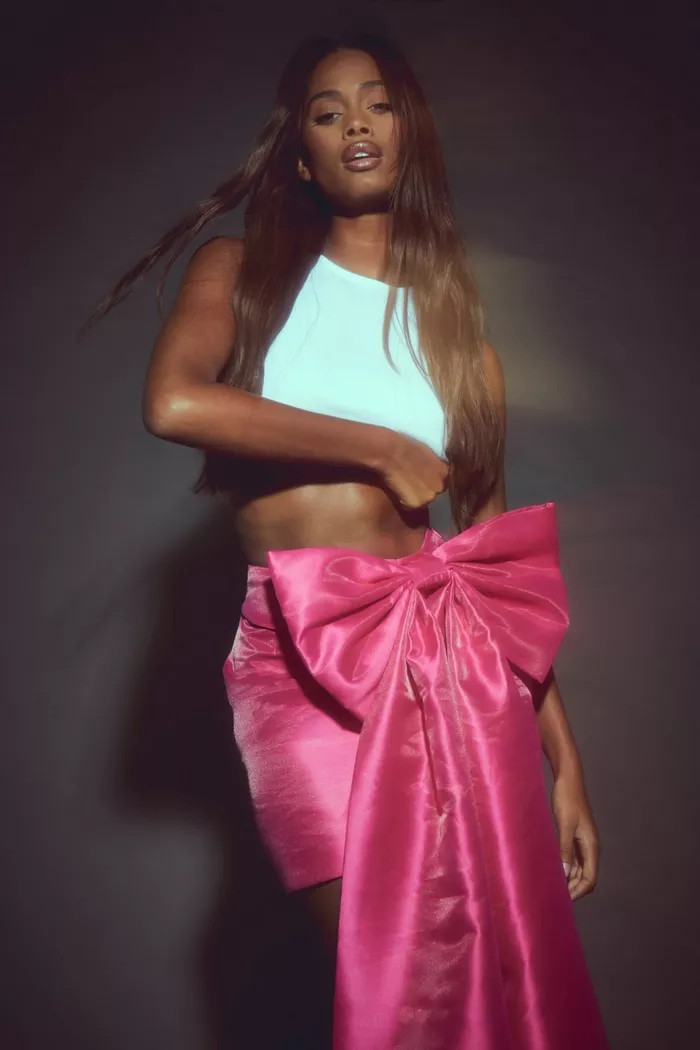 Premium Structured Bow Draped Satin Mini Skirt | boohoo (US & Canada)