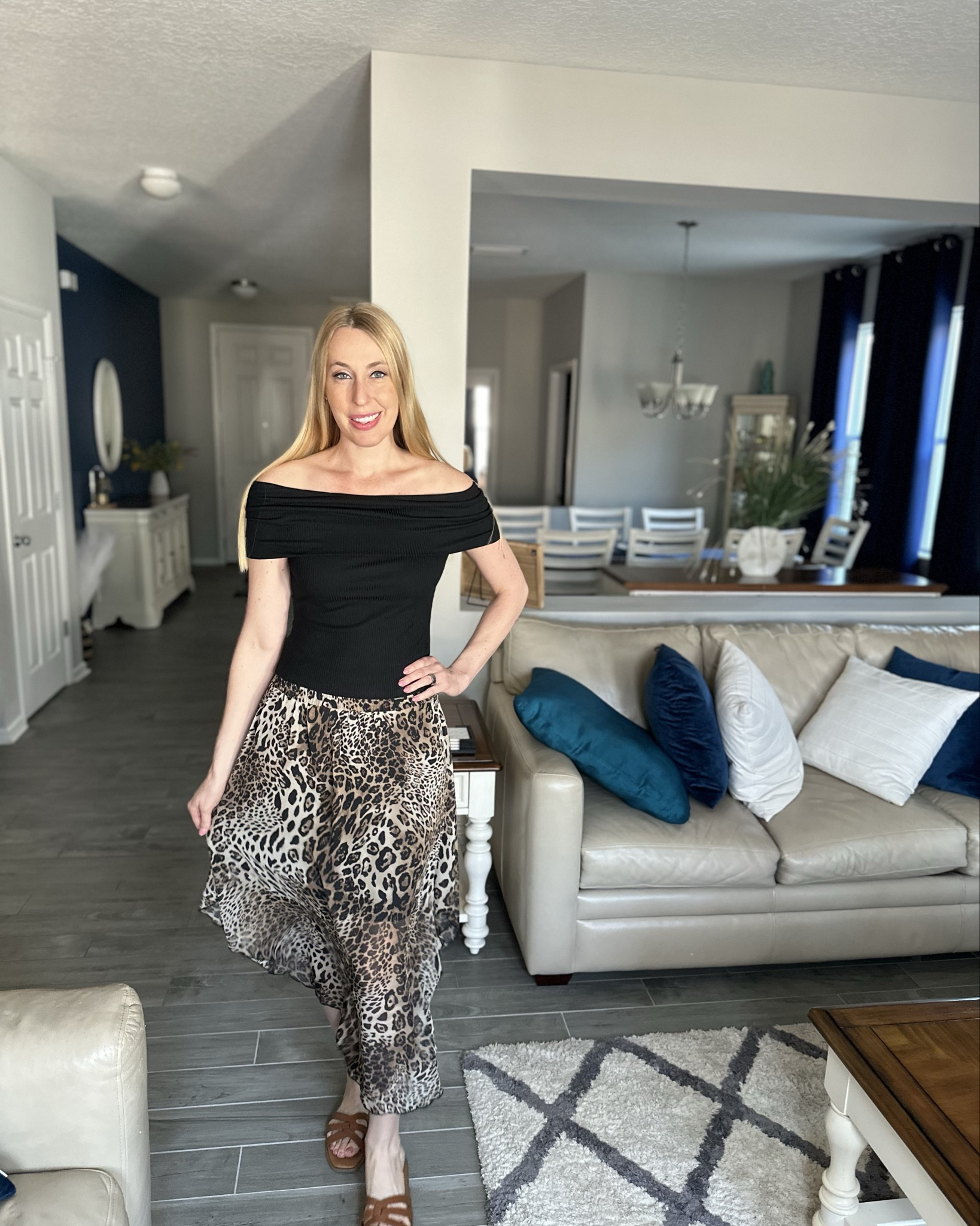 Going out leopard outfit 
🖤 i love the style of the top. It sits nicely off the shoulders. The skirt has a lot of character and I love the stretchy waistband
🖤 wearing size small, fits true to size and I am 5’10”

#LTKStyleTip #LTKFindsUnder100 #LTKFindsUnder50
