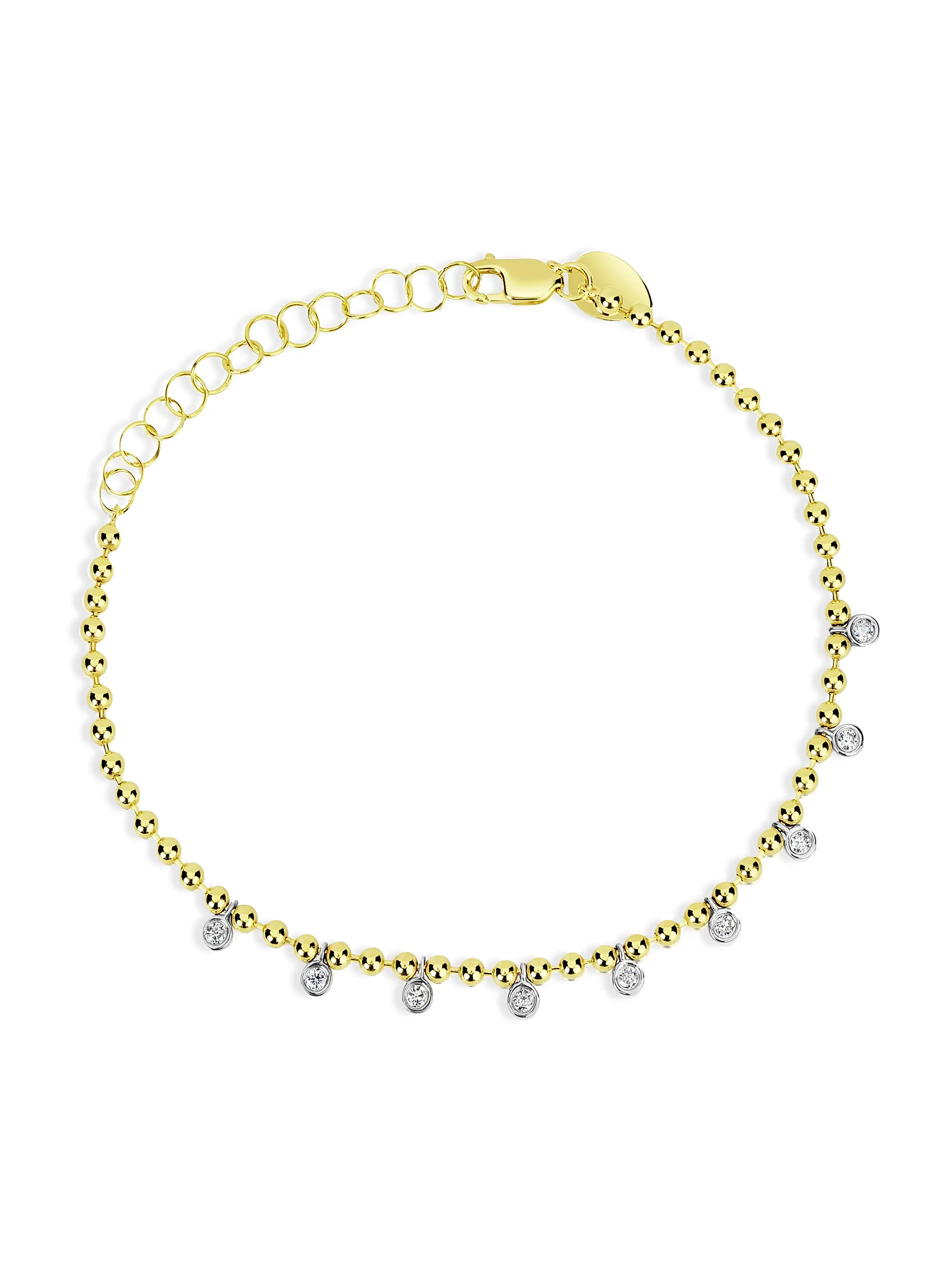 14K Yellow Gold & 0.15 TCW Diamond Bead Chain Bracelet | Saks Fifth Avenue