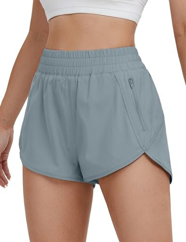 BMJL Women's Running Shorts Mid Waisted Workout Shorts Pocket Athletic Shorts Quick Dry Gym Yoga Summer Shorts(XL,Denim Blue375) | Amazon (US)