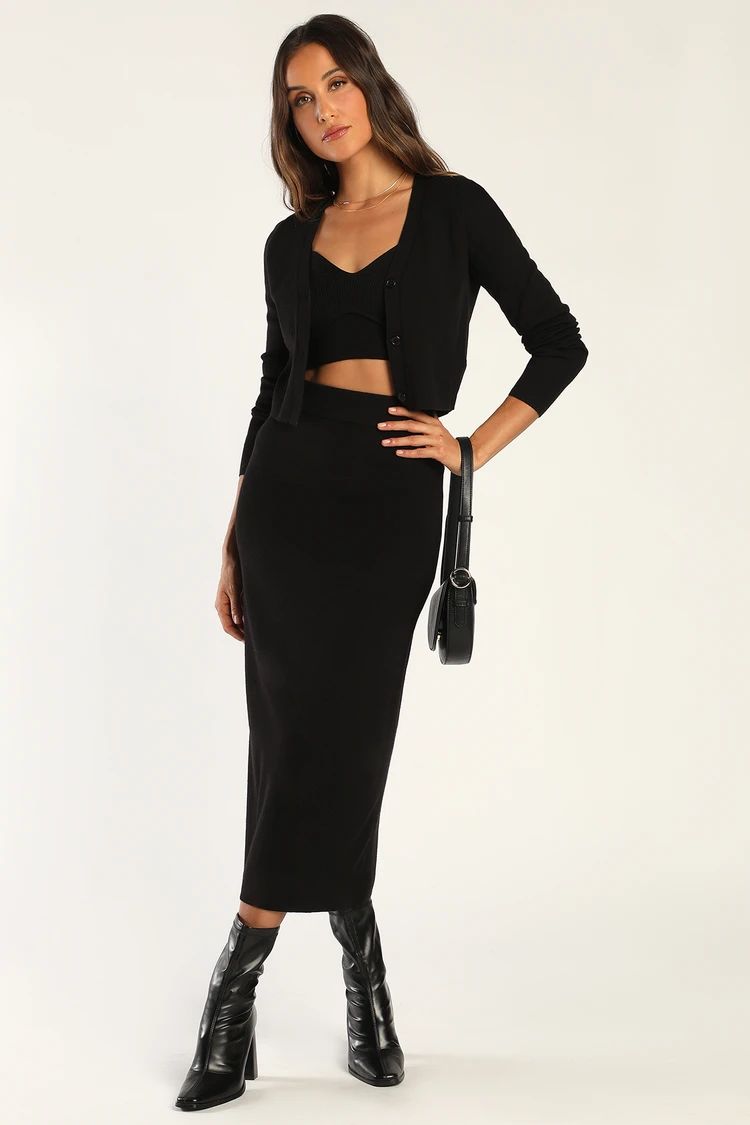 Everything Nice Black Knit Three-Piece Sweater Dress | Lulus (US)