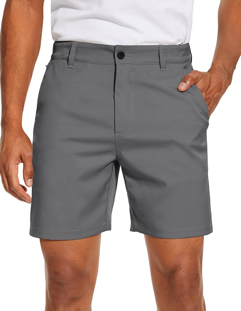 PULI Men's Golf Dress Shorts Flat Front Hybrid 7 Inch Lightweight Quick Dry Chino Casual with Poc... | Amazon (US)