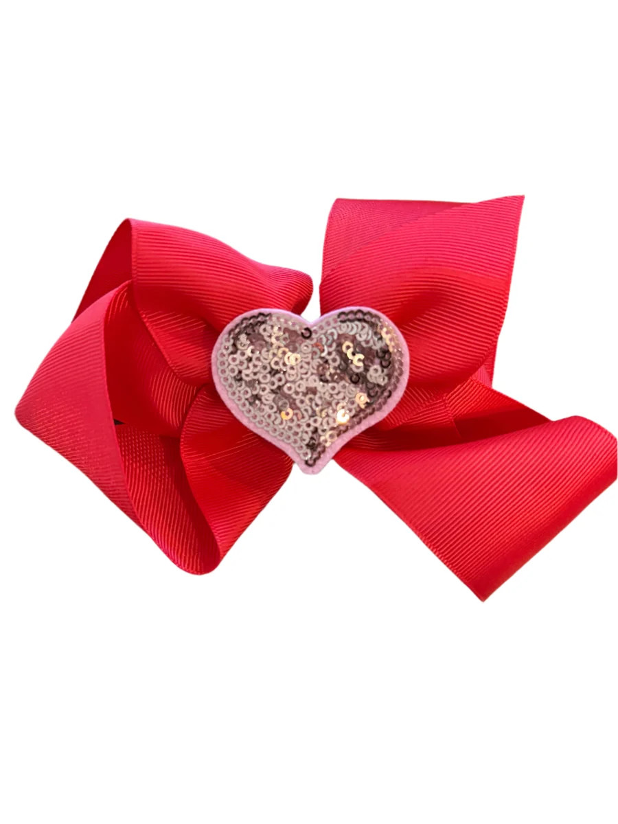 Valentine’s Sweetheart Glitter Bow - Pink | Arabella Suzette