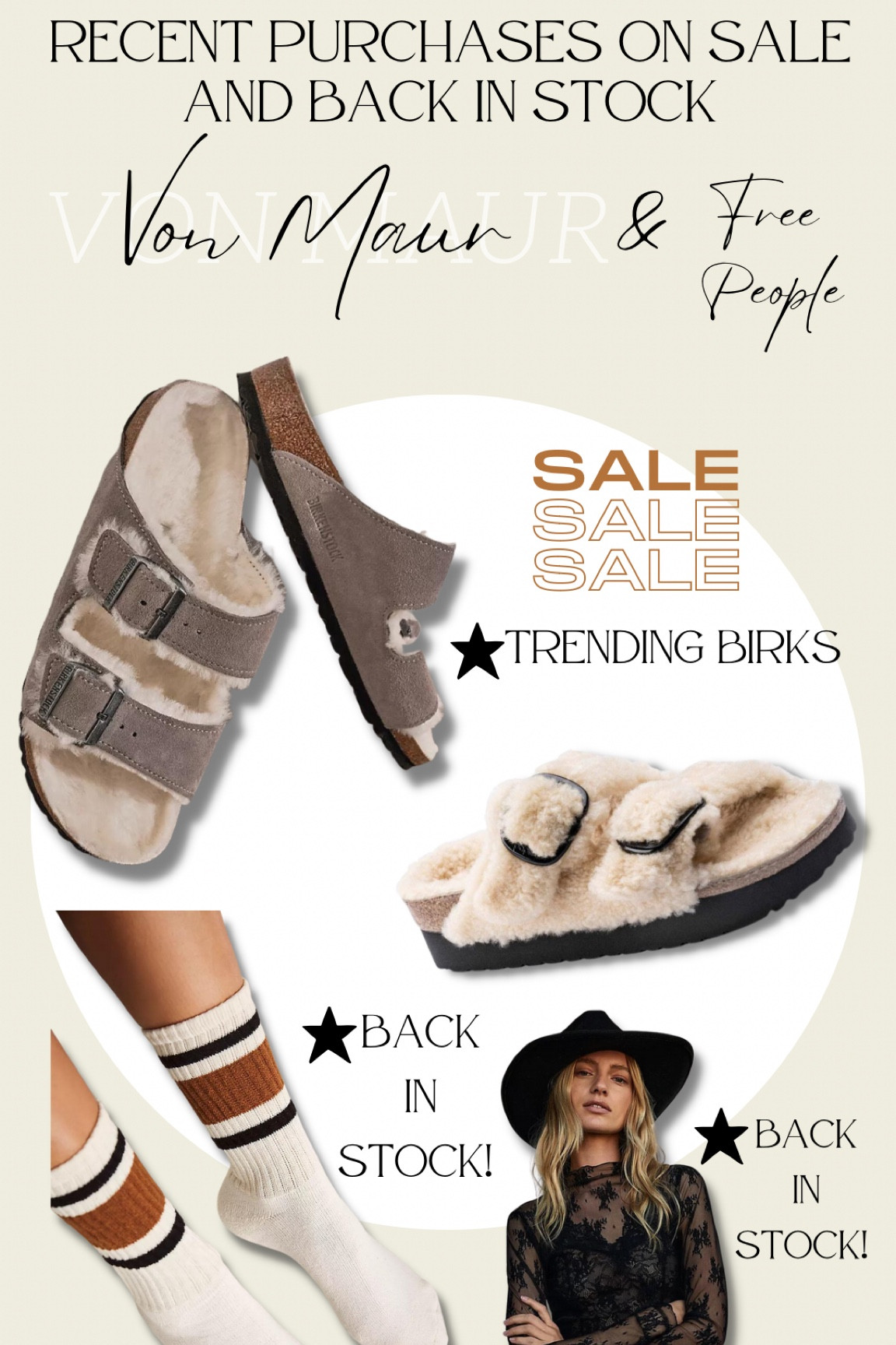 Von Maur, von maur sale, Birkenstock sale, Birkenstock sandals, Sherpa Birkenstocks, Arizona shearling Birkenstocks, tall socks, tube socks, free people, free people sale, lace top, lace layer top, free people tops, boho style, boho wear 

#LTKunder50 #LTKsalealert #LTKshoecrush