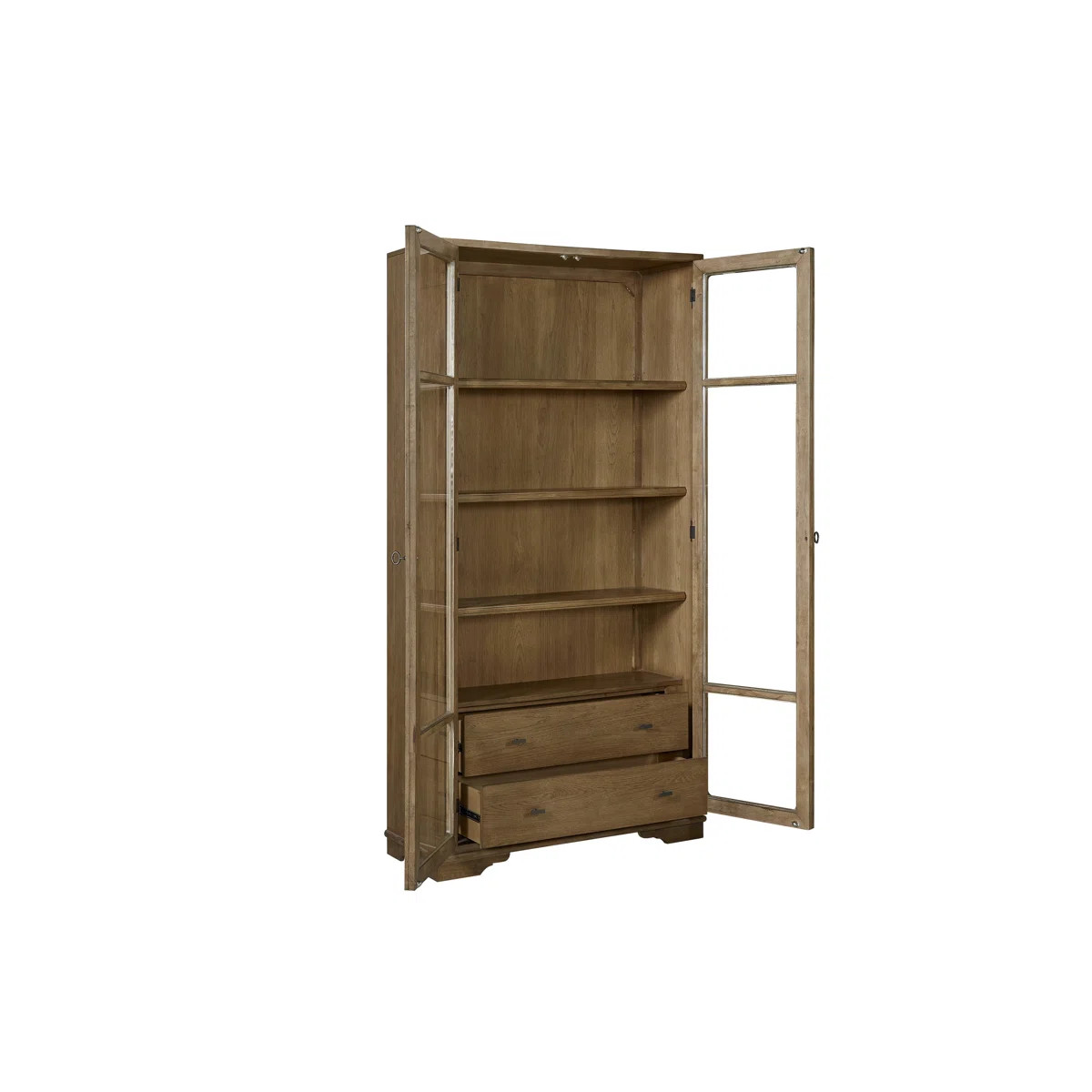 Deemston Tall Display Cabinet with Tempered Glass Doors, Adjustable Shelves & Cedar-Lined Drawer ... | Wayfair North America