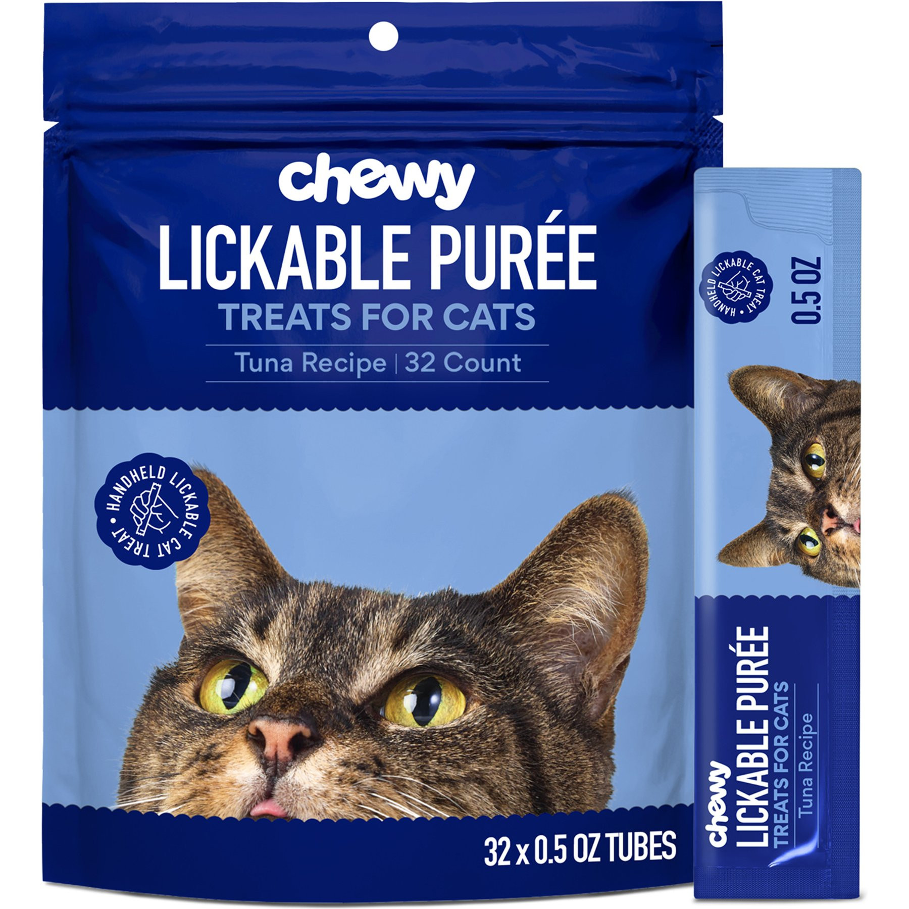 Chewy Made Lickable Puree Tuna Recipe Grain-Free Cat Treat, 0.5-oz tube, 32 count | Chewy