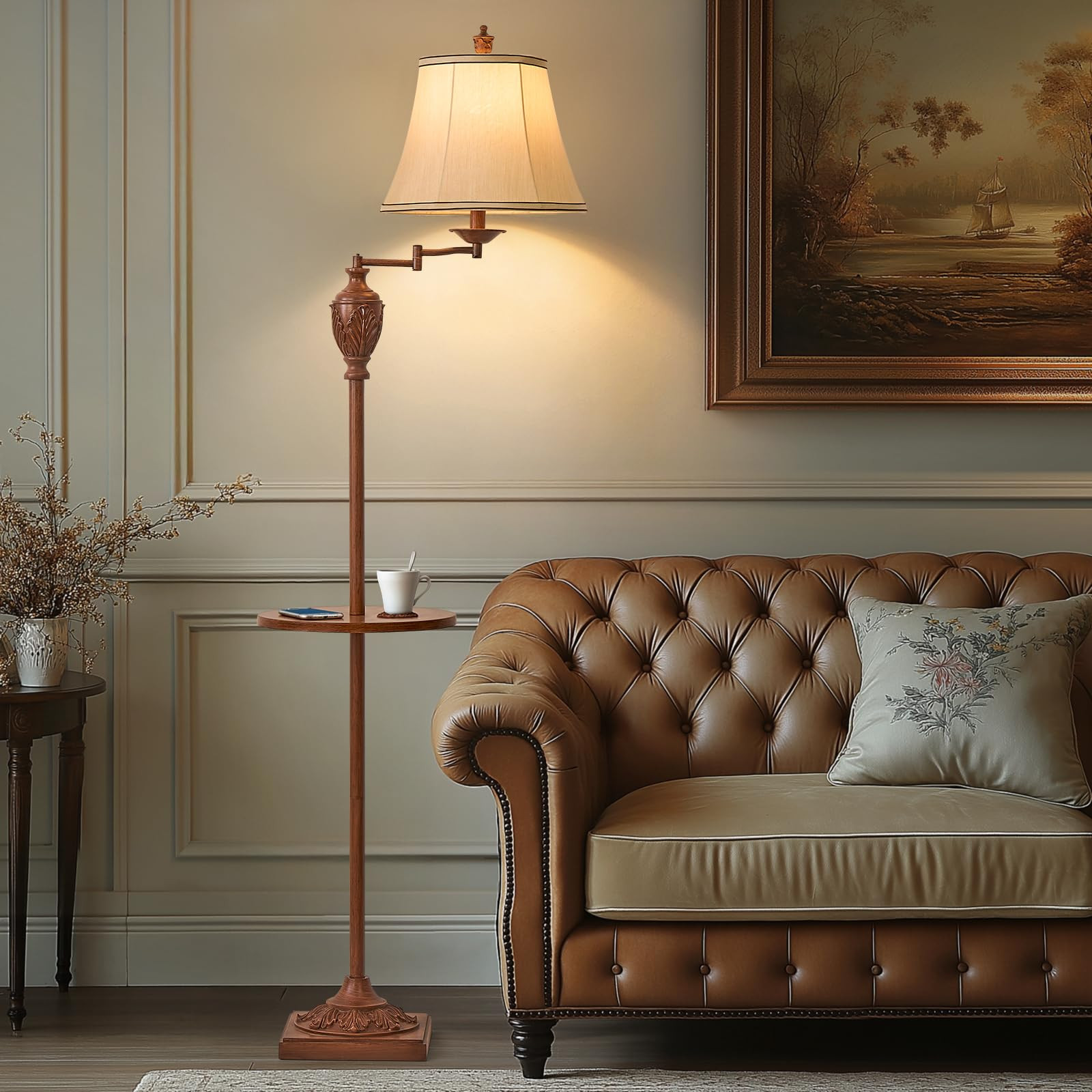 Traditional LED Floor Lamp with 350° Adjustable Swing Arm Lamp – Vintage Standing Pole lamp fo... | Amazon (US)