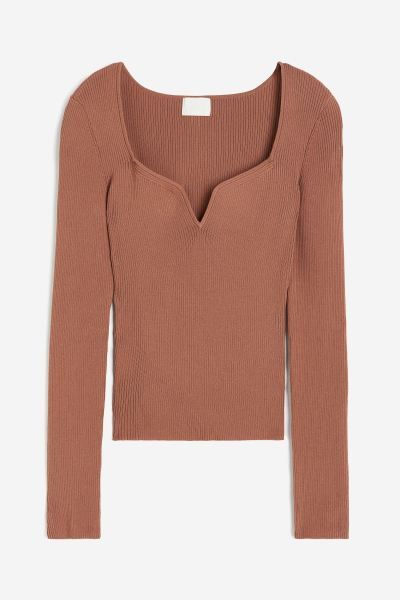 Rib-knit Sweetheart-neckline Top | H&M (US + CA)