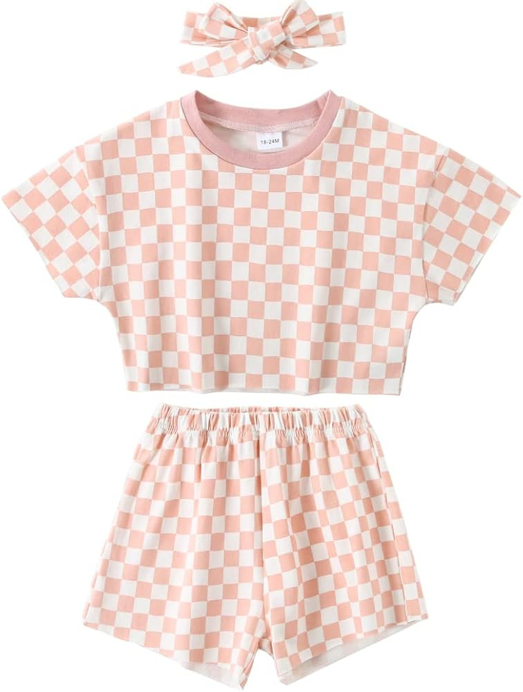 WESIDOM Toddler Girl Clothes Baby Girls Outfits 6M-5T Summer Floral Print Shirt+Shorts+Headband 3... | Amazon (US)