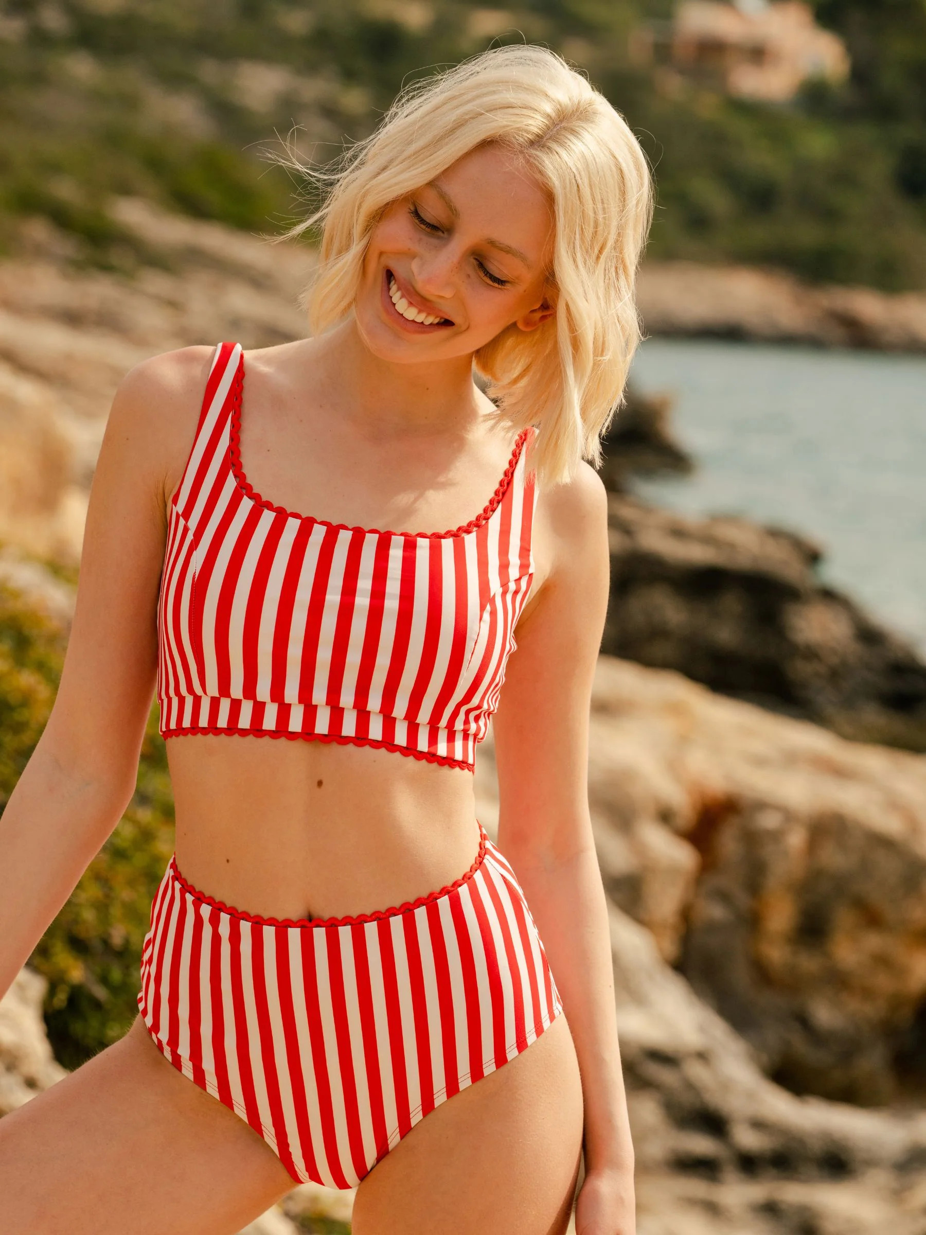 Red Stripe Scoop Bralette | Lime Ricki