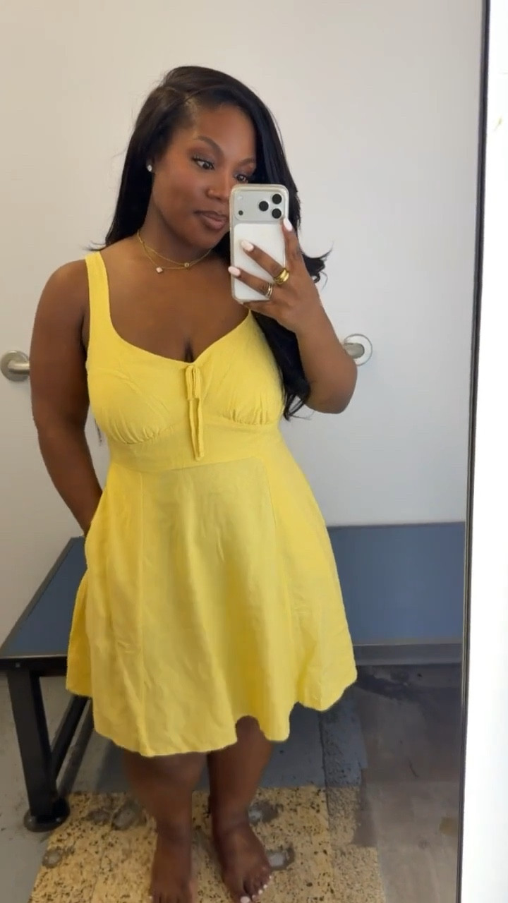 Such an easy dress to throw on for spring and summer! The silhouette is so flattering and love the detail in the front 💛￼

Dress is 40% off  at Old Navy ✨

Also comes in a few different colorways! 

Dress: L 

#LTKSaleAlert #LTKMidsize #LTKPetite