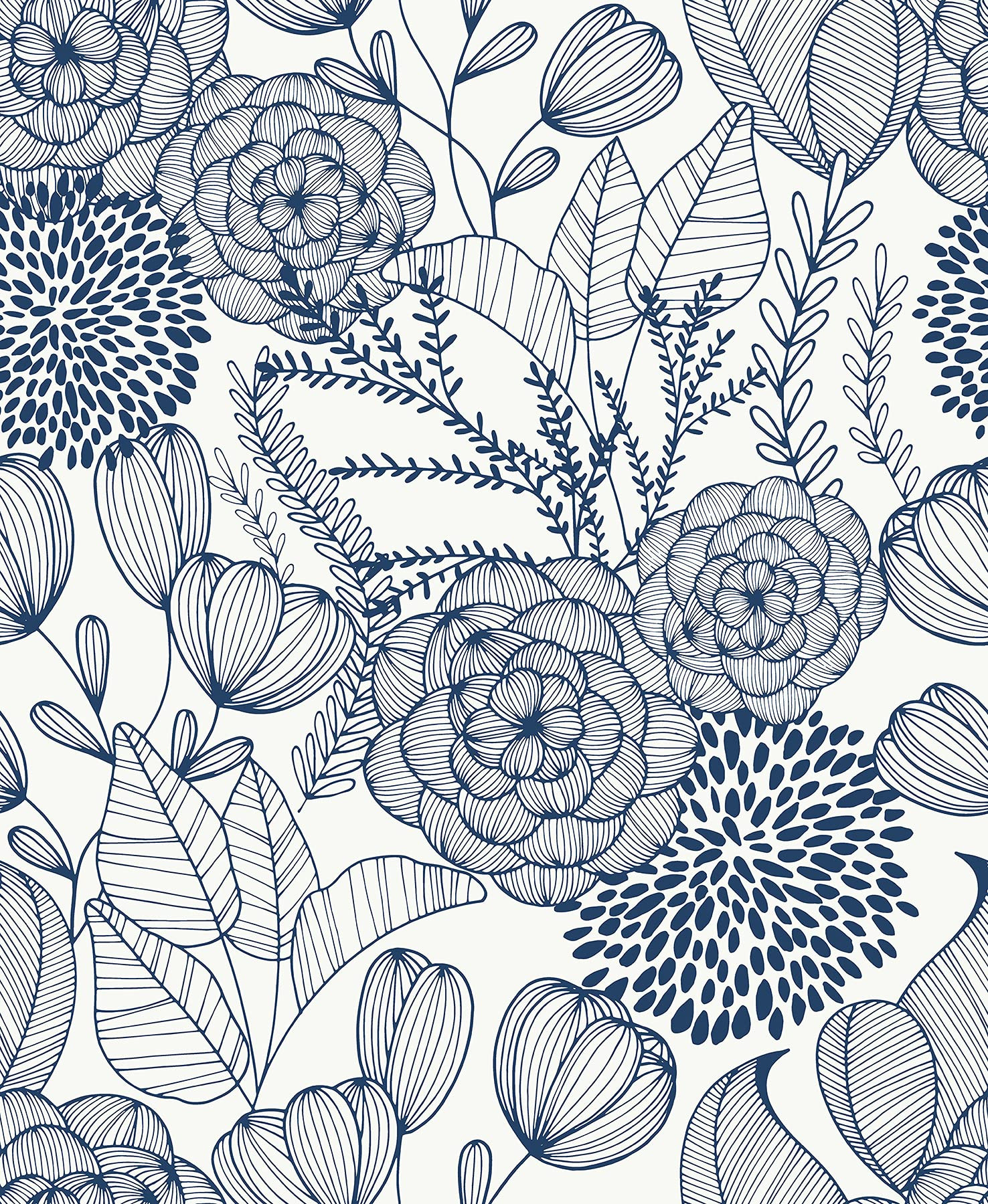 NuWallpaper NUS3830 Navy Secret Garden Peel & Stick Wallpaper, Blue | Amazon (US)