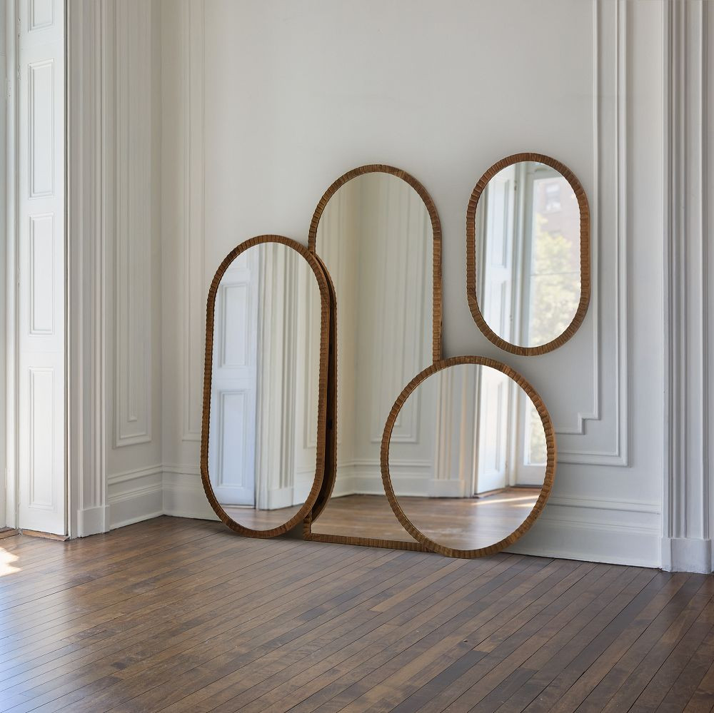 Frida Fluted Wood Round Wall Mirror | West Elm (US)
