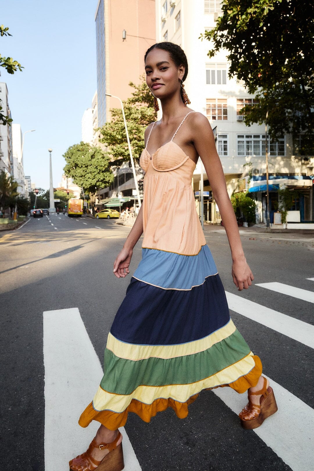 Multicolor Pleats Lenzing Ecovero Euroflax Maxi Dress | FARM Rio | FarmRio (US)
