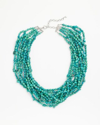 Women's Turquoise Beaded Multi-Strand Bib Necklace in Blue | Chico's | Chico's