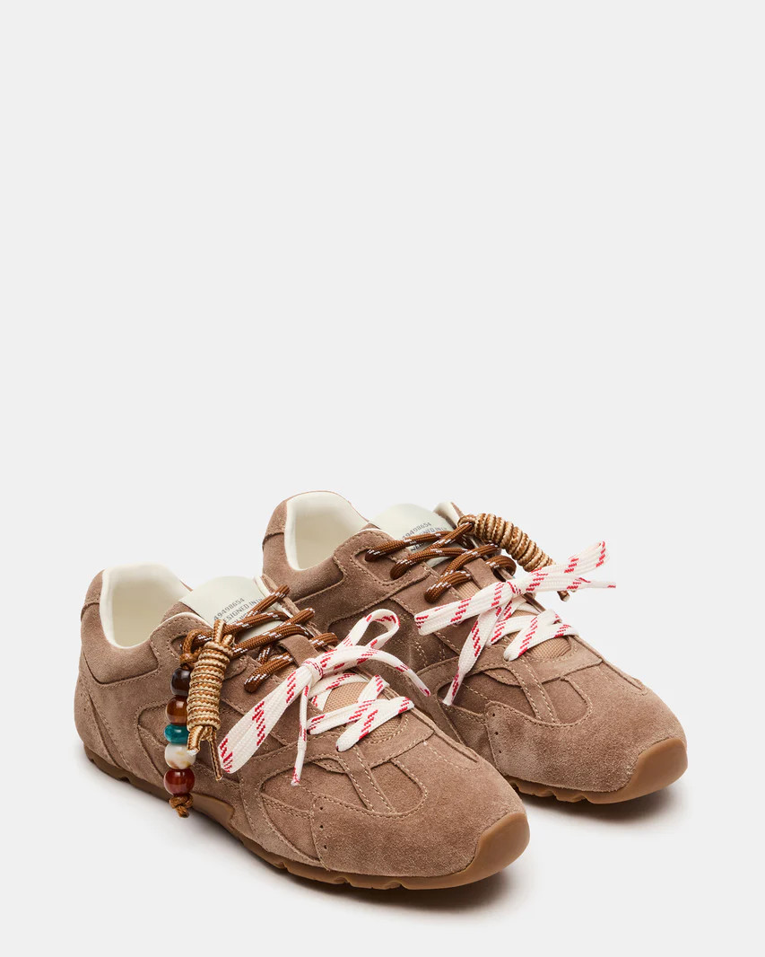 AZIEL Charm Taupe Suede Low-Top Lace-Up Women's Sneakers | Steve Madden (US)