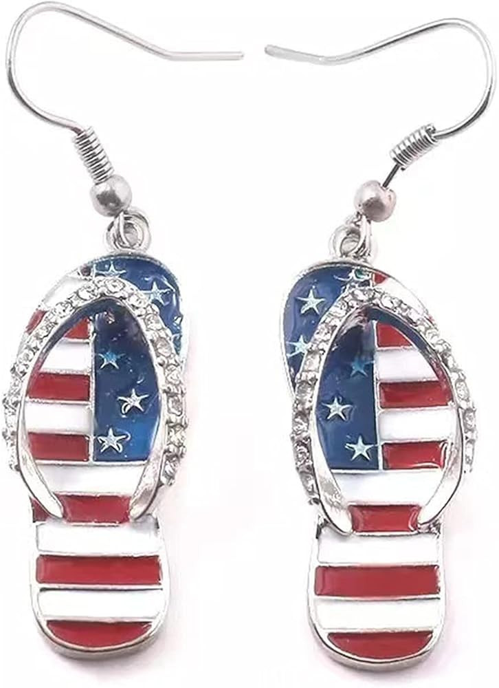 coadipress American USA Flag Earrings for Women Girls Patriotic Red White Blue Flip Flop Sandal C... | Amazon (US)