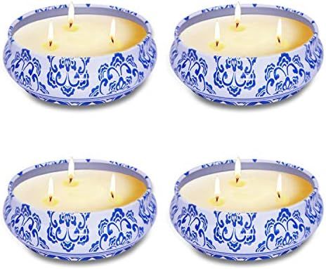 Amazon.com: 4 Pack Citronella Candles Outdoor Indoor, 5oz 3-Wick Natural Soy Scented Wax Candles,... | Amazon (US)