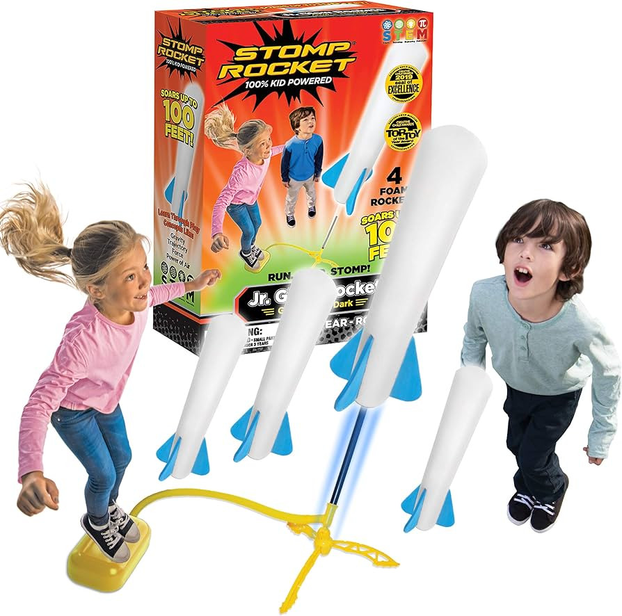 Stomp Rocket Original Jr. Glow Launcher for Kids - Glows in The Dark - Soars 100 Ft - 4 Foam Rockets | Amazon (US)