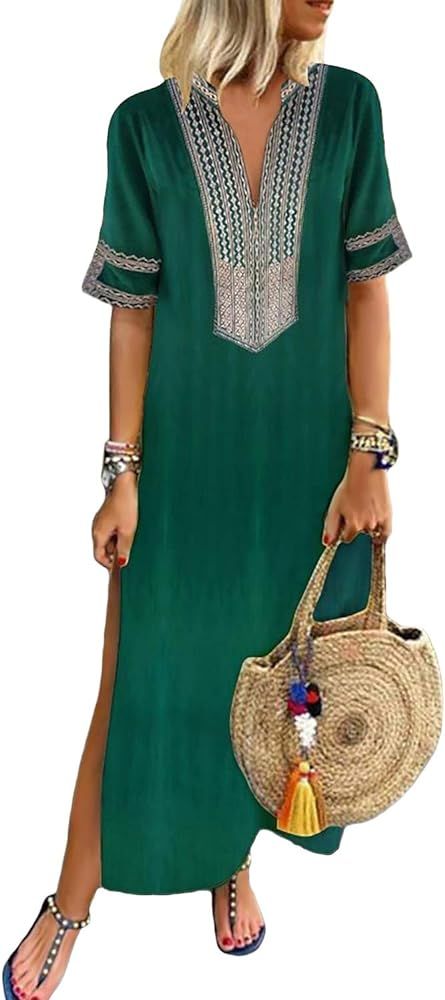 Women Summer Cover Up Dress Kaftan Beach Maxi Dresses | Amazon (US)