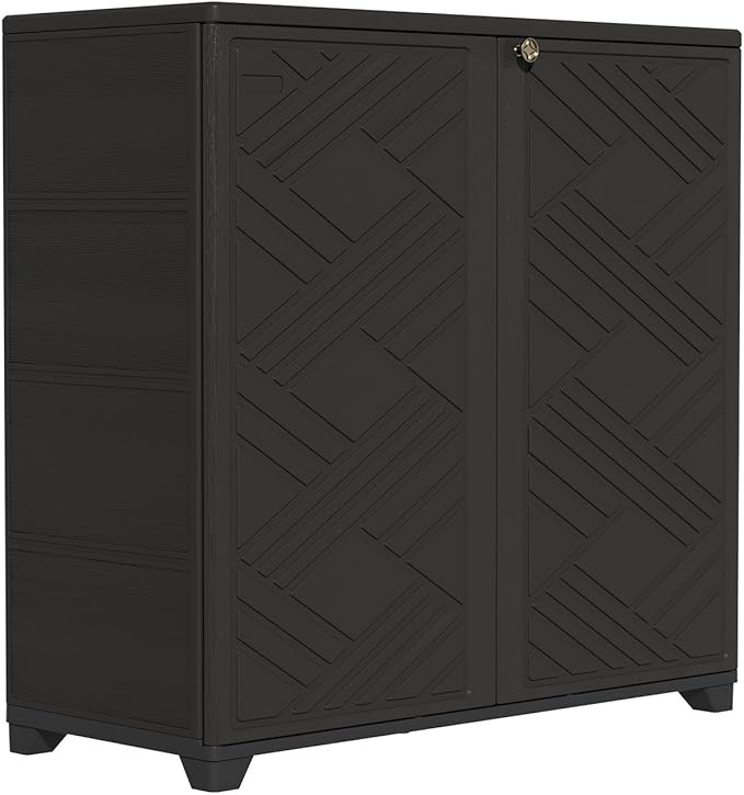 ZZM Indoor/Outdoor Storage Cabinet Waterproof, 34"x15"x34" Plastic Outdoor Storage Box for Garden... | Amazon (US)