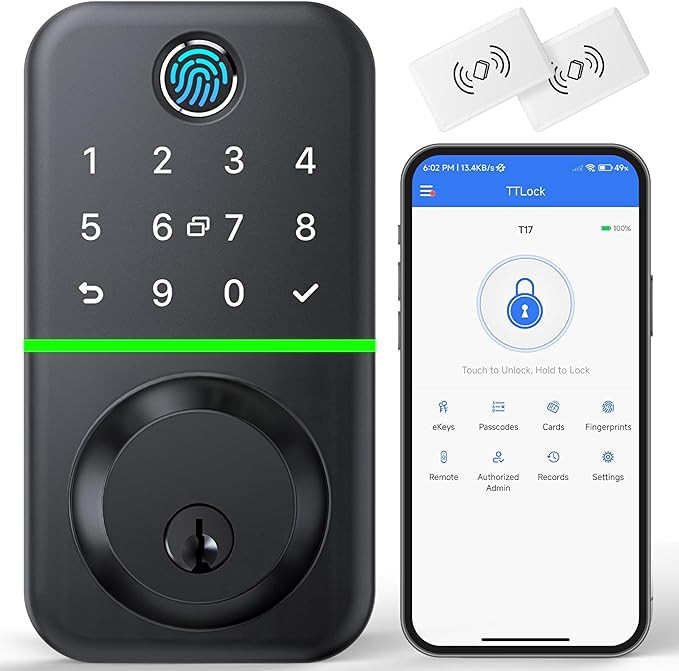 Smart Door Lock Deadbolt with Keypad: Keyless Entry Door Lock - Fingerprint Lock for Front Door -... | Amazon (US)