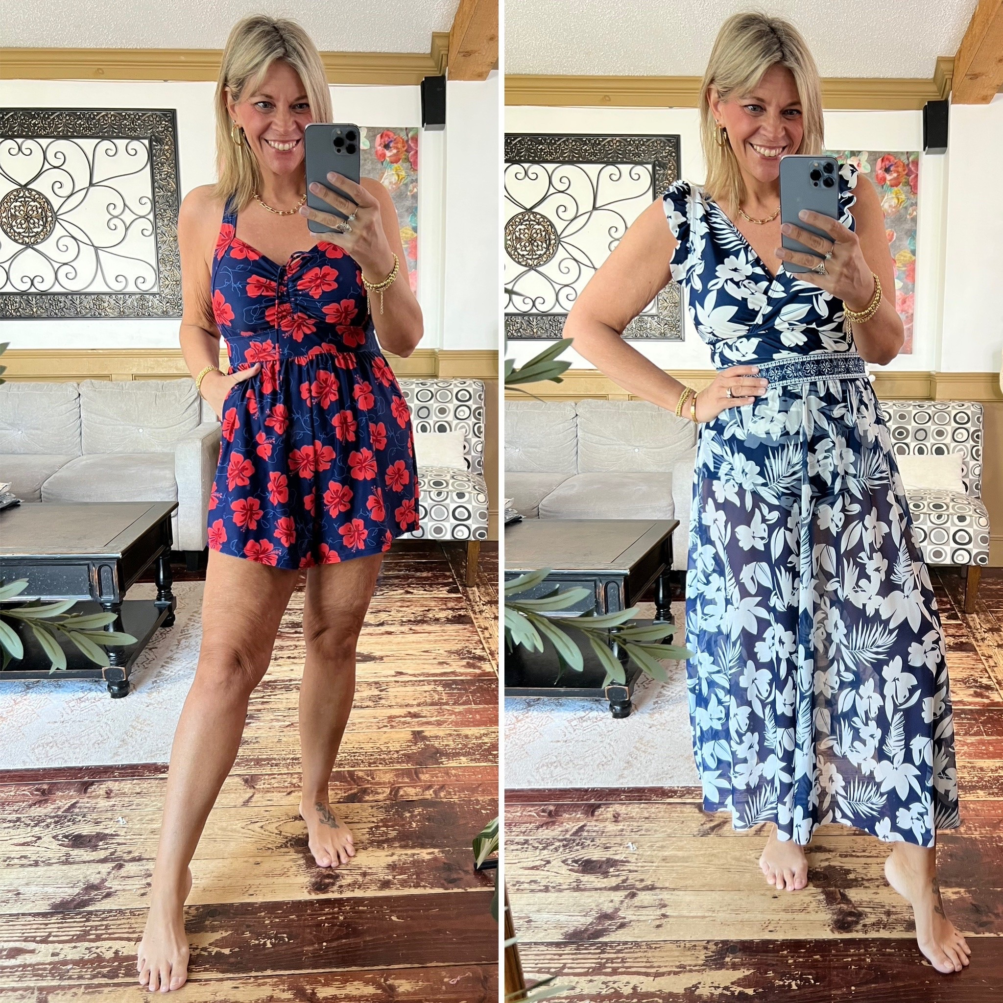 One piece swimsuit with matching skirt coverup & swim romper with pockets- size 12 in each

#LTKSwim #LTKOver40 #LTKMidsize