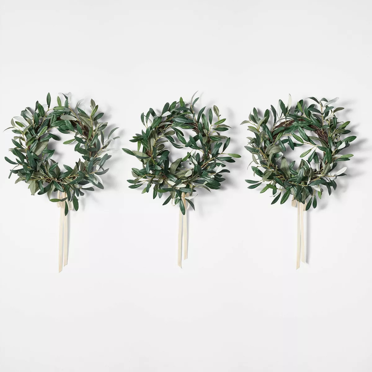 Set of 3 Mini Olive Wreaths with Ribbon - Threshold™ designed with Studio McGee | Target