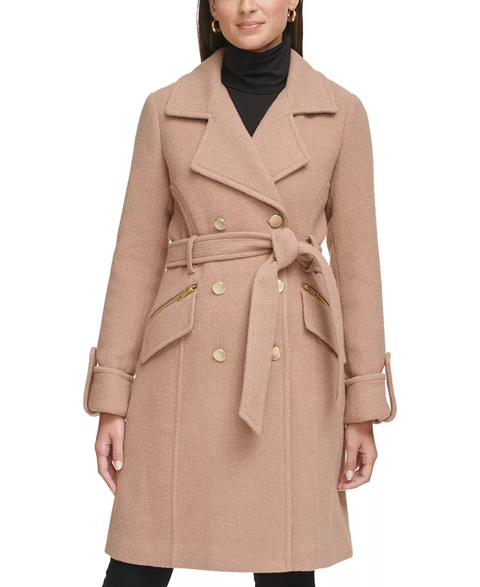 Women's Double-Breasted Wool Blend Walker Coat | Macy's