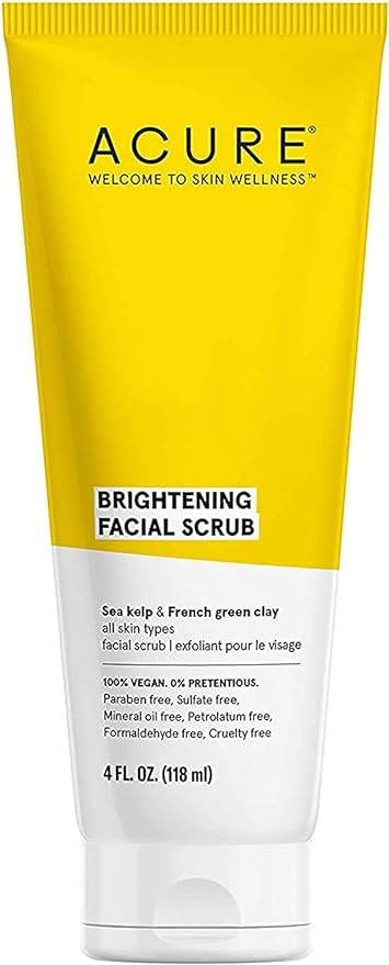 Acure Brightening Facial Scrub - 4 Fl Oz - All Skin Types, Sea Kelp & French Green Clay - Softens... | Amazon (US)