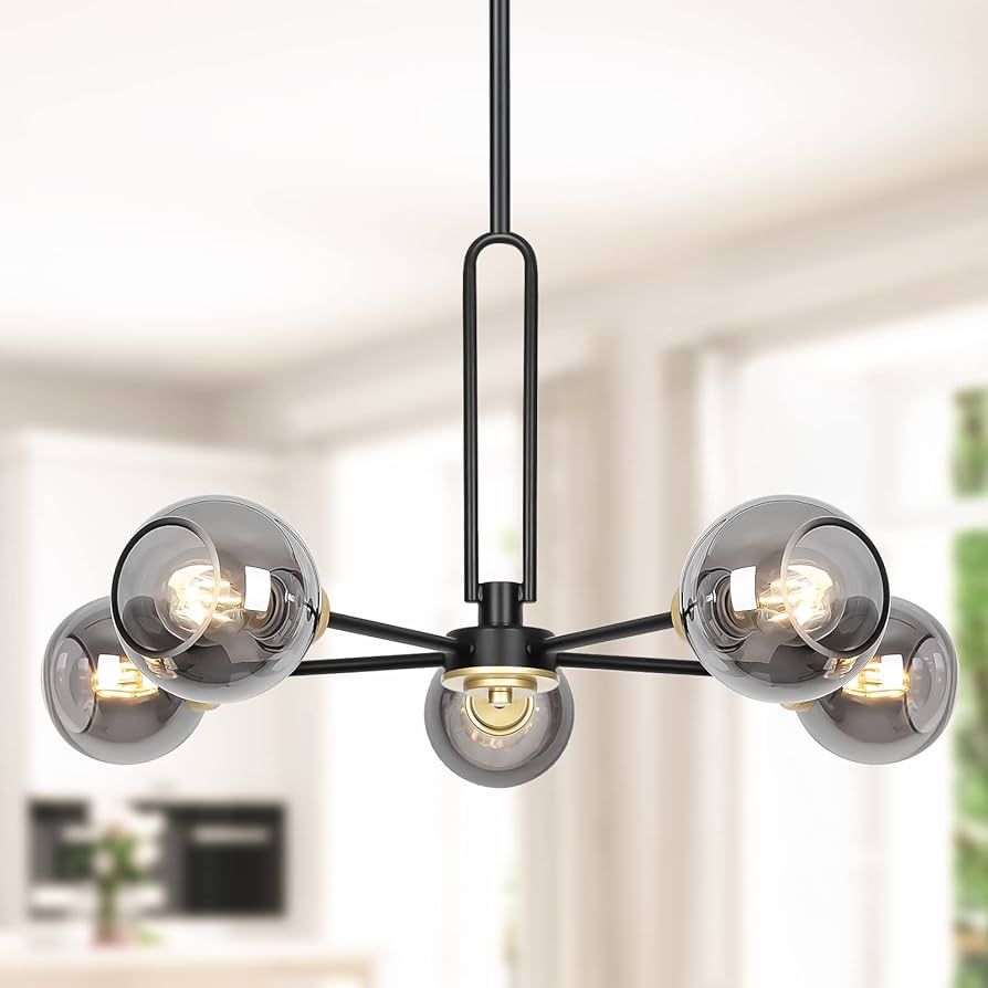 5-Light Globe Chandelier Pendant Lighting - Modern Large Semi-Flush Ceiling Light Fixture with Sm... | Amazon (US)