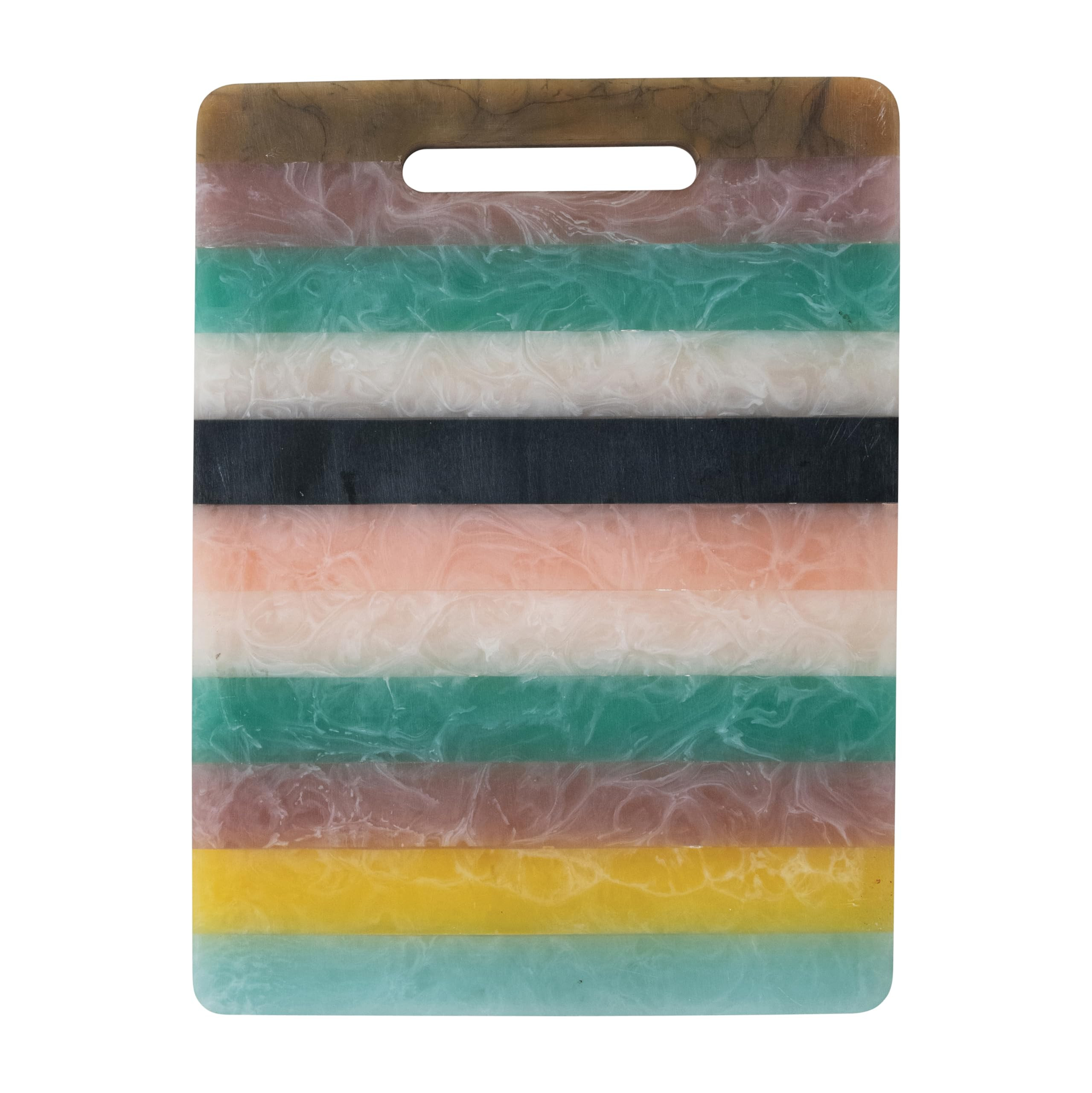 Creative Co-Op Marbled Resin Striped Cheese and Serving Board with Handle, Multicolor | Amazon (US)
