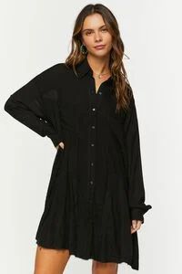 Long-Sleeve Mini Shirt Dress | Forever 21 (US)