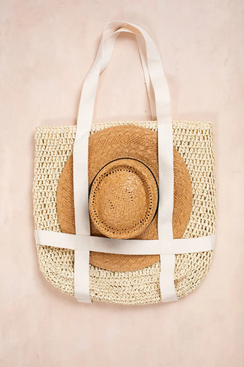 Carolyn Raffia Hat Tote | Morning Lavender