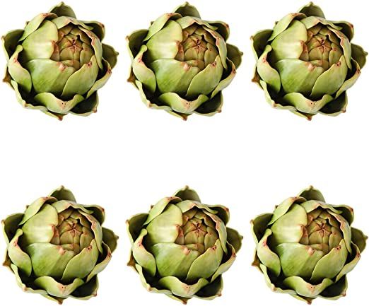 [6-Pack] Large Artificial Artichoke Fake Vegetables and Fruits for Kitchen Decorations (Green) | Amazon (US)