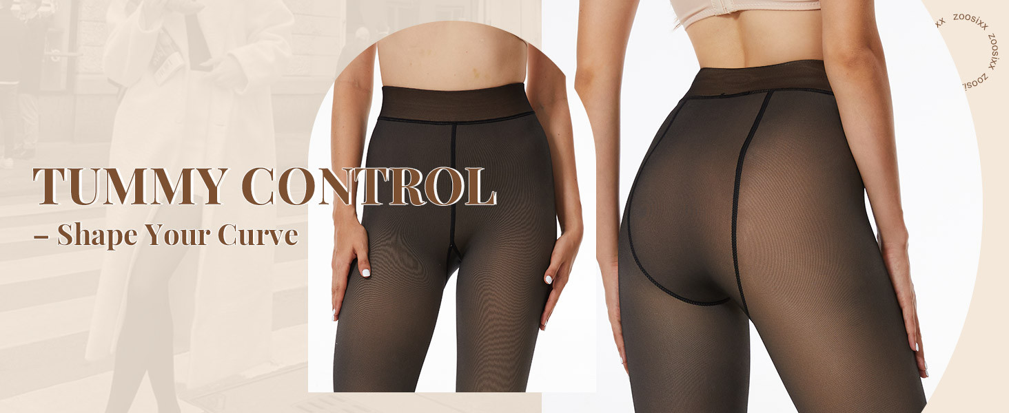 ZOOSIXX Translucent Fleece Lined Tights Women, 2 Pairs Winter Sheer Black Leggings Warm Fake Pant... | Amazon (US)