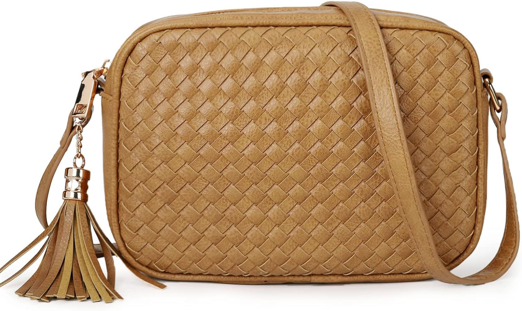 Crossbody Bags for Women Trendy Small Cute Cross Body Purses Weave Boho Bag and Leather Handbags | Amazon (US)