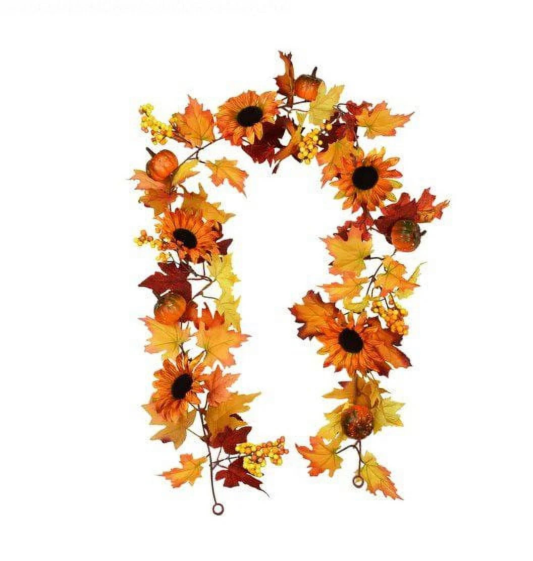 Dolicer Fall Garland Maple Leaf with Pumpkin Sunflower Fall Decor, Christmas Garland Autumn Decor... | Walmart (US)