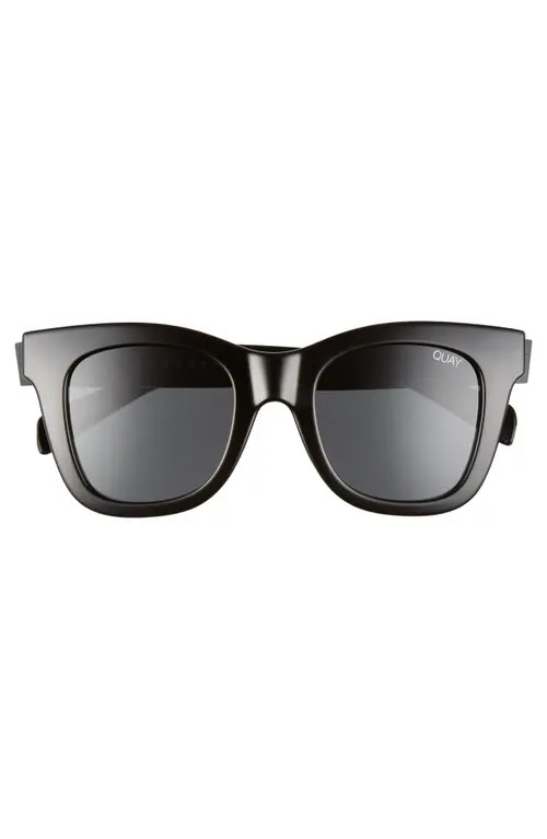 QUAY After Hours 45mm Polarized Square Sunglasses in Shiny Black/Smoke at Nordstrom | Nordstrom