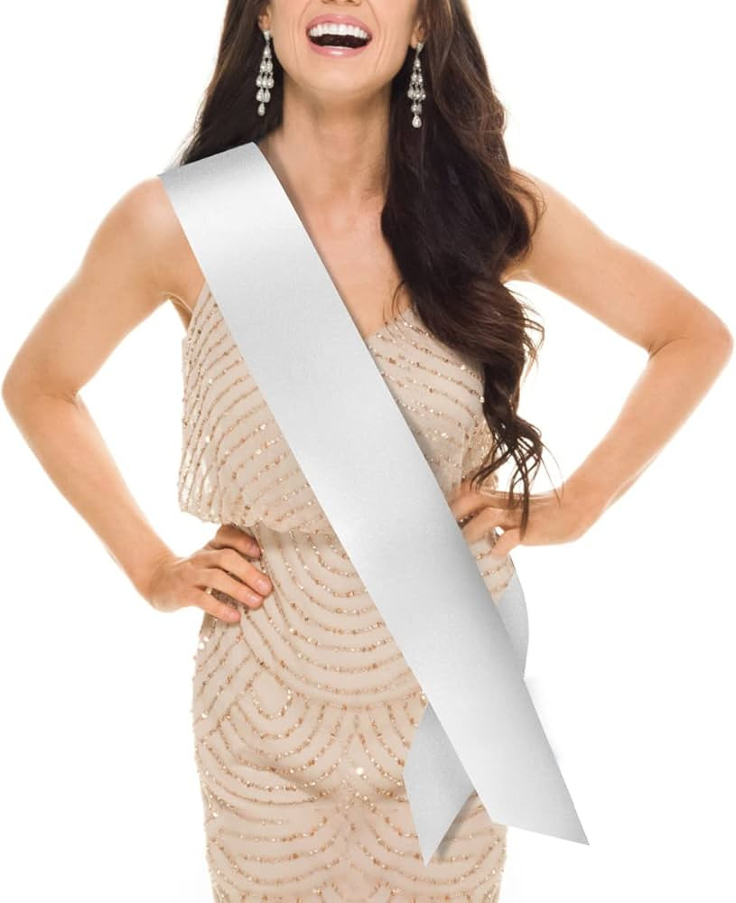 4 Pack Premium White Blank Satin Sash, Plain Sash, Pageant sash, DIY Sash for Party Decorations, ... | Amazon (US)