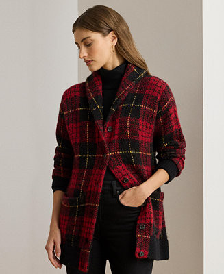 Lauren Ralph Lauren Women's Plaid Shawl-Collar Cardigan - Macy's | Macy's