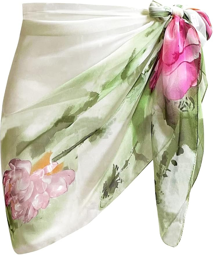 Women's Short Sarong Wrap Skirt Chiffon Swimsuit Cover up Beach Pareo Wraps | Amazon (US)