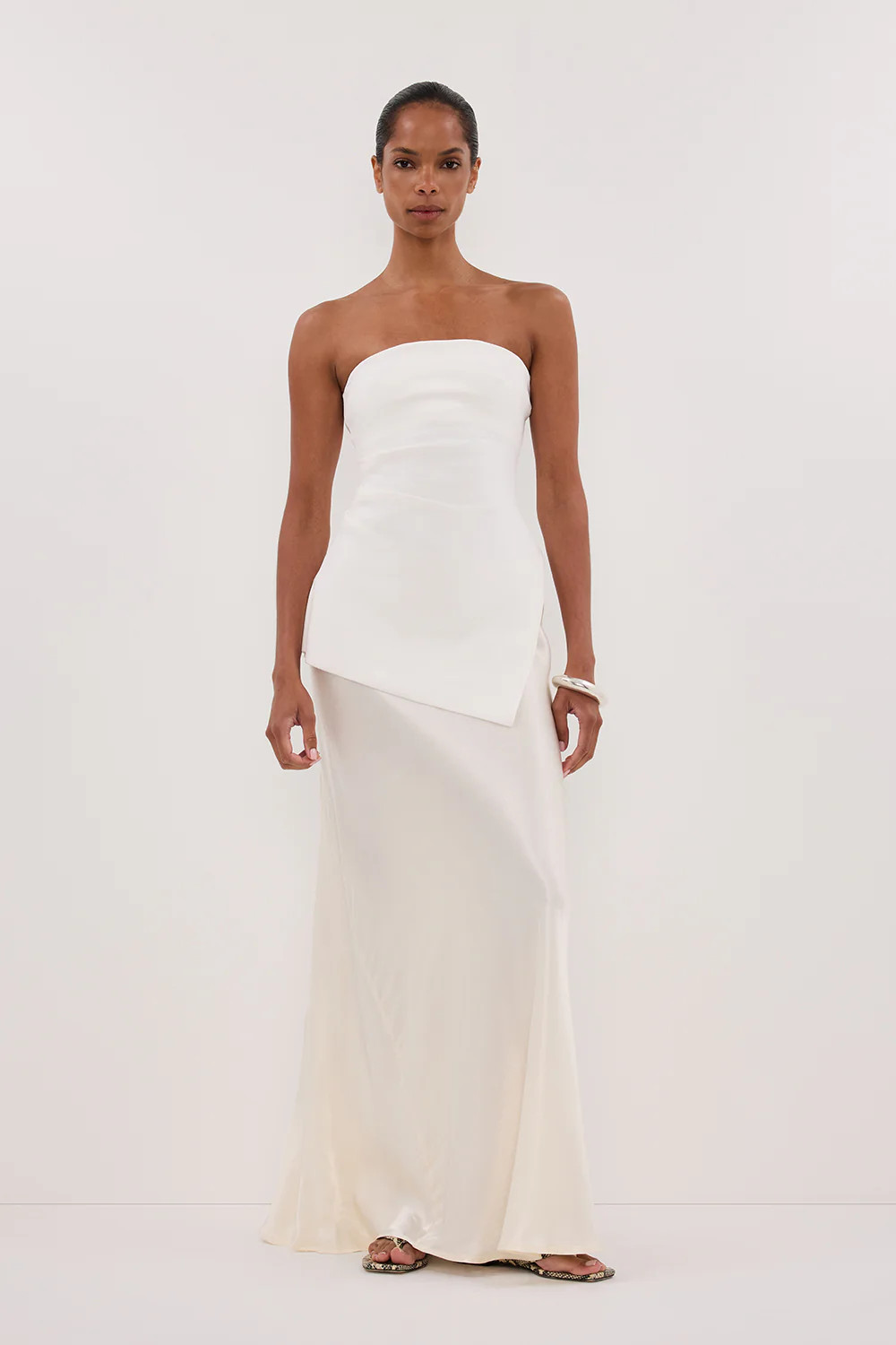 LUKE OFF WHITE LONGLINE BANDEAU TOP | DISSH