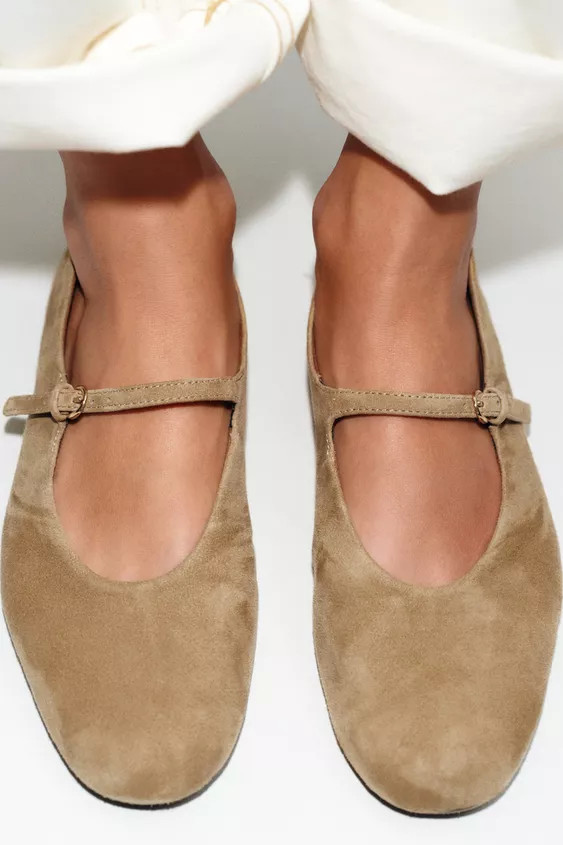 SUEDE BALLET FLATS | Zara UK