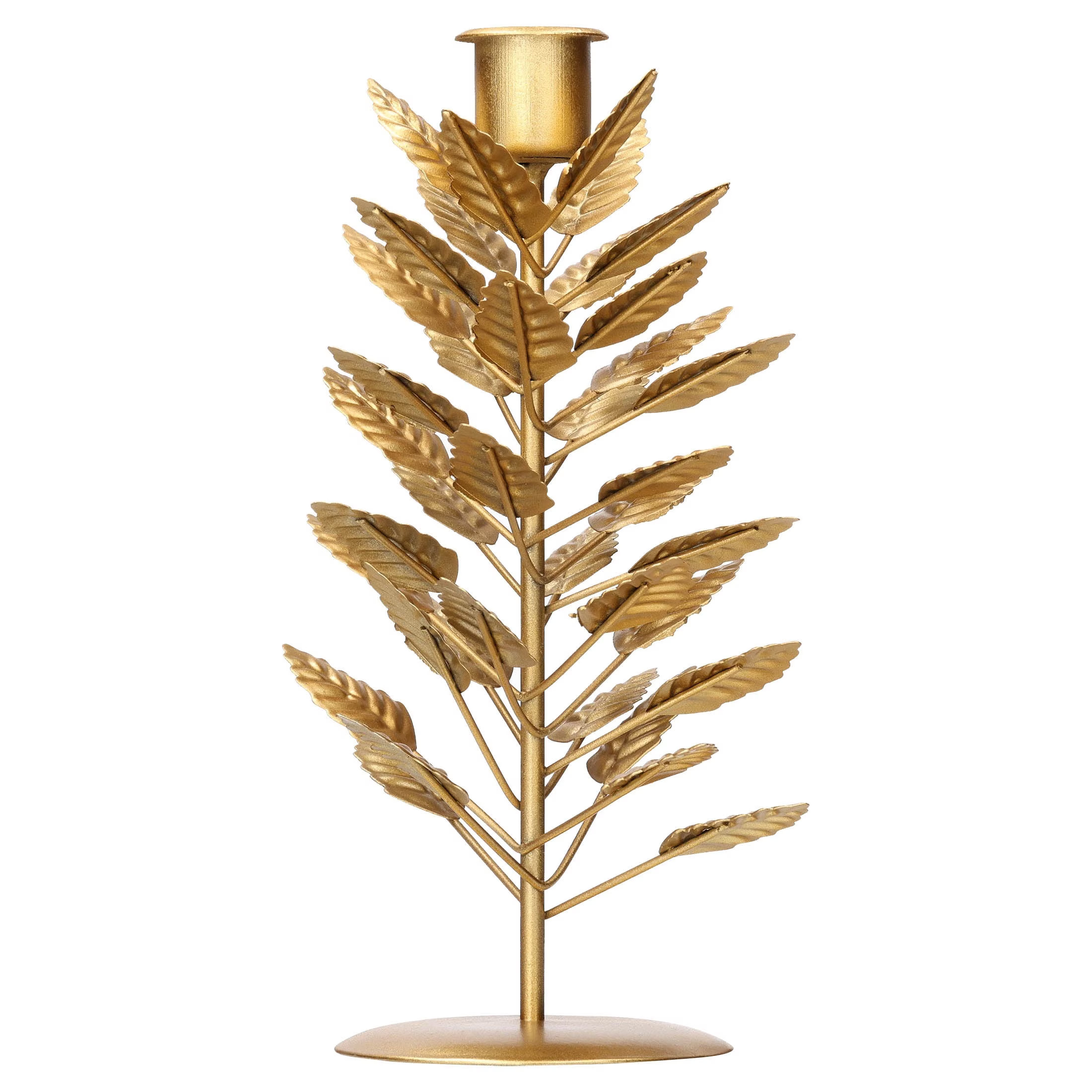 Medium Gold Leaf Metal Christmas Taper Candle Holder, 8", by Holiday Time | Walmart (US)