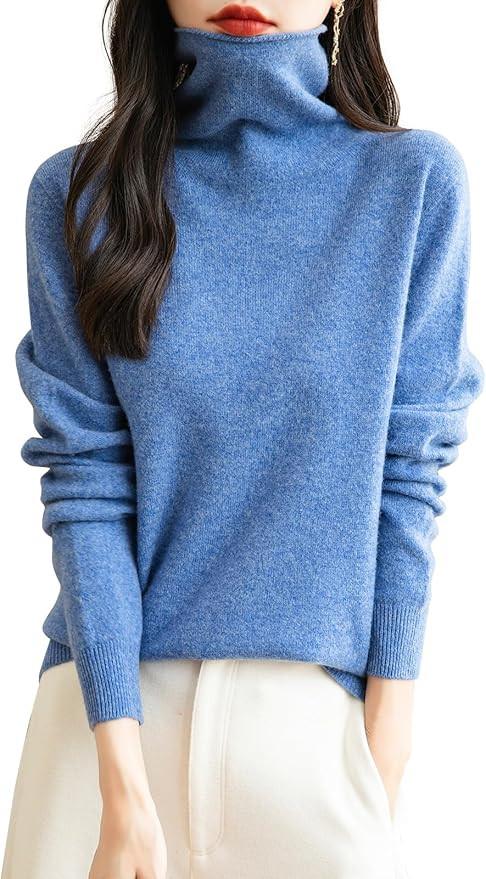 Women's 100% Merino Wool Seamless Sweater Turtleneck First-Line Ready to Wear Long Sleeve Knitted... | Amazon (US)