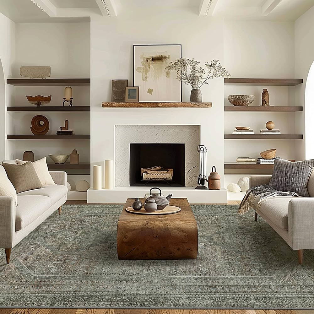 GENIMO Area Rug 6x9, Non Slip Machine Washable Indoor Large Rug, Low Pile Lightweight Vintage Pri... | Amazon (US)