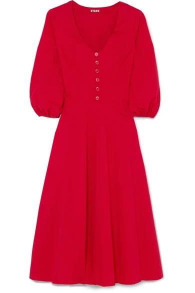 STAUD - Veronica Stretch Cotton-poplin Dress - Red | NET-A-PORTER (UK & EU)